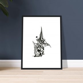 celestial spire - framed — black ink line drawing