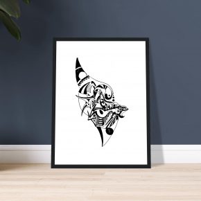 the crescent prow - framed — black ink line drawing
