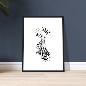 the strutting totem - framed — black ink line drawing