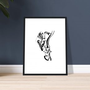 first flight - framed — black ink line drawing