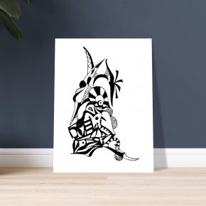 speckled sentry — black ink line drawing