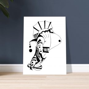the umbrella waltz — black ink line drawing