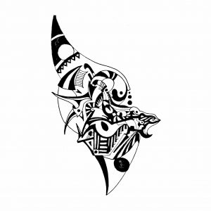 The Crescent Prow — black ink line drawing