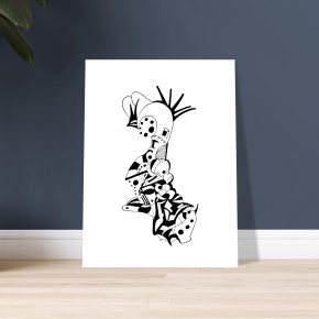 the strutting totem — black ink line drawing