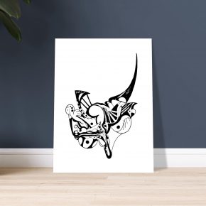 flick of the tail — black ink line drawing