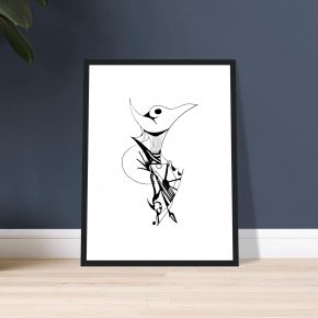 the swan regent - framed — black ink line drawing