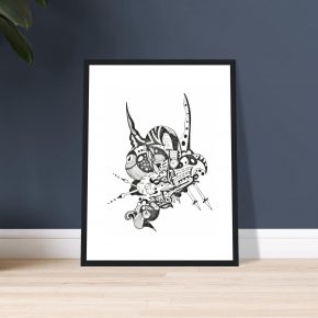 the parade general - framed — black ink line drawing