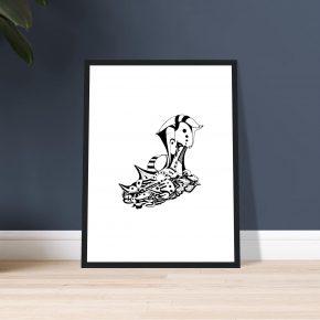 the tinkerer's ray gun - framed — black ink line drawing