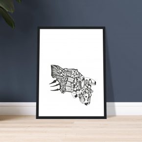 procession of thorns - framed — black ink line drawing